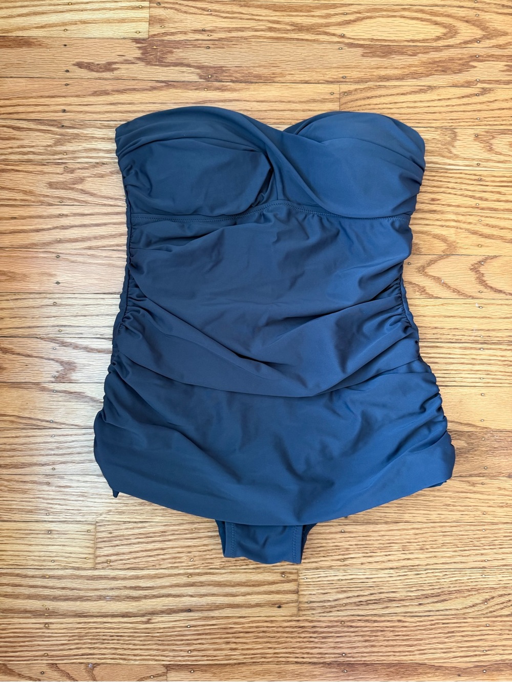 Shore Shapes Black Bandeau One Piece Swimsuit Ruched Tummy Control Size M